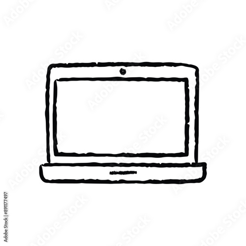 Laptop Chalkboard Hand-drawn Vector Icon