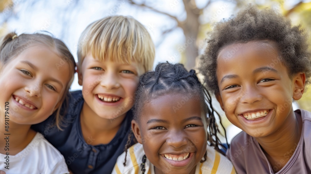 friendship multiethnic children smiling together friendship multiethnic children smiling together
