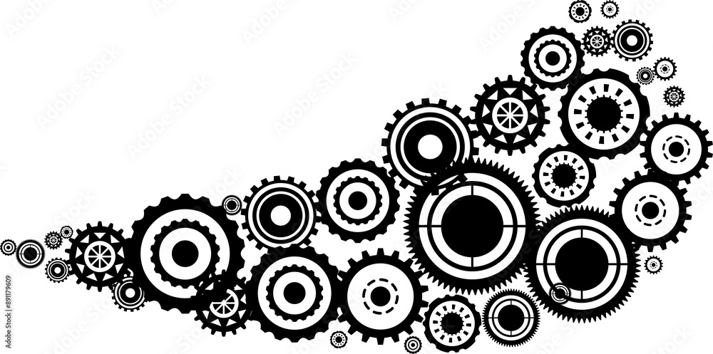 black gears on white background black gears on white background
