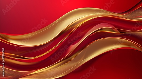 Abstract luxury red gold background with modern golden line wave design template.