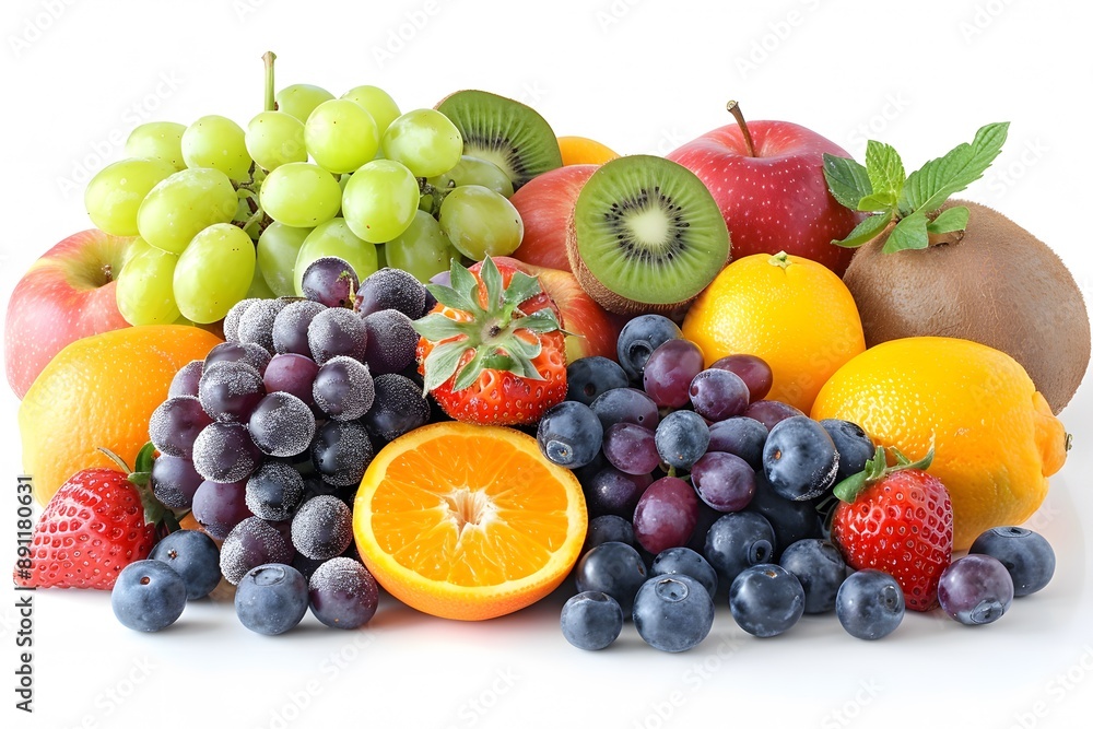 Fresh Assorted Fruits Composition - Healthy Diet and Summer Refreshment Concept for Posters, Cards, and Print Design Fresh Assorted Fruits Composition - Healthy Diet and Summer Refreshment Concept for Posters, Cards, and Print Design