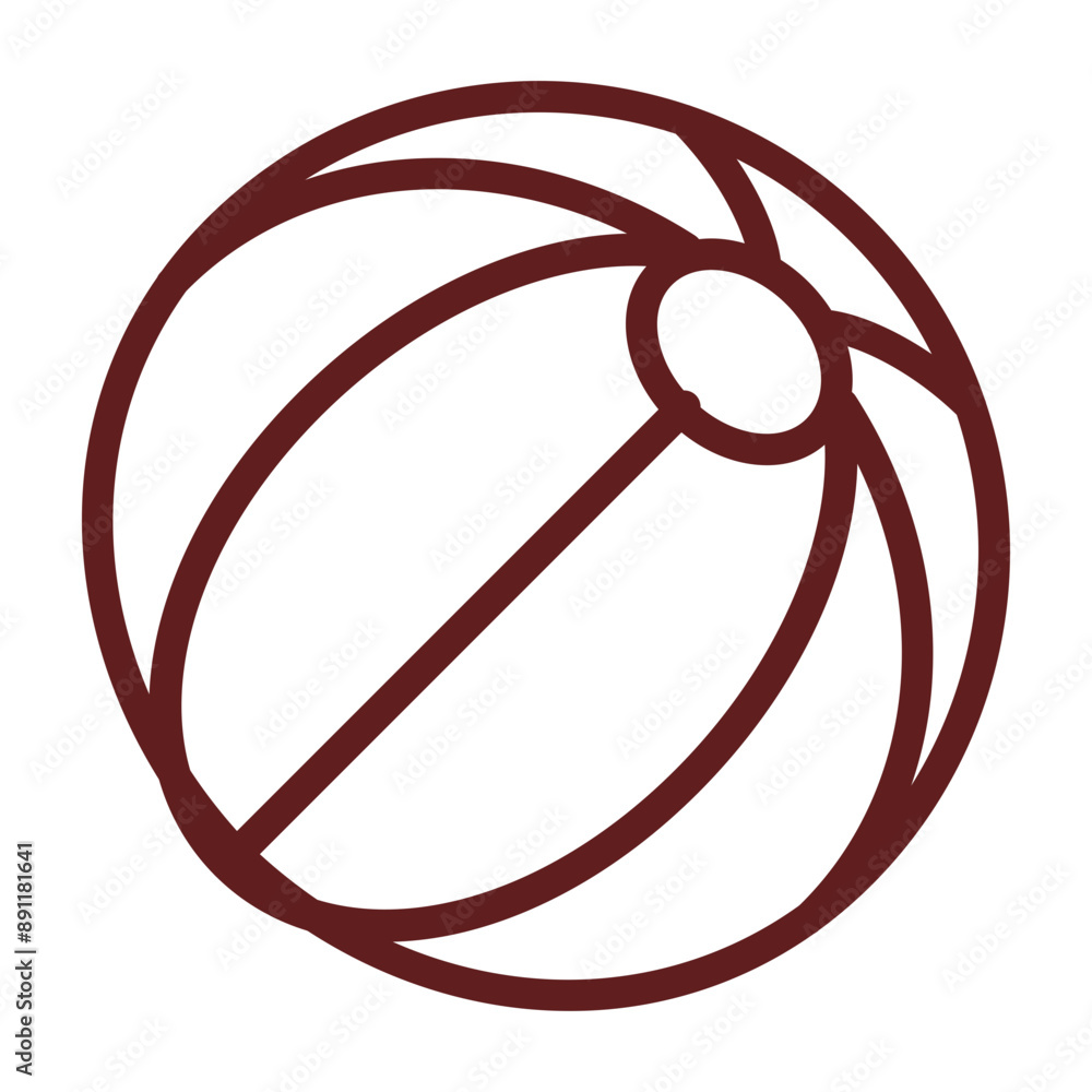 Beach Ball Vector Line Maroon Icon Design Beach Ball Vector Line Maroon Icon Design