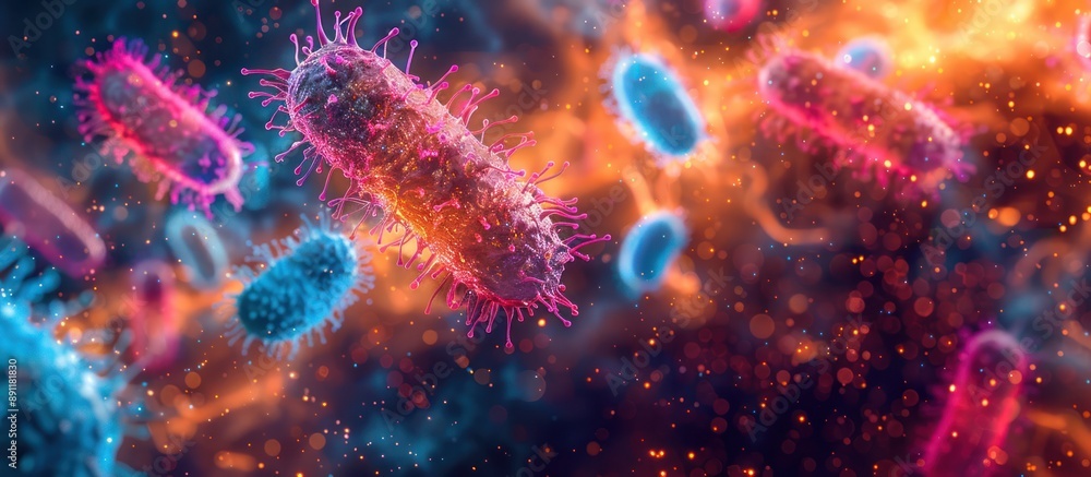 Microscopic View of Bacteria in a Colorful Environment Microscopic View of Bacteria in a Colorful Environment