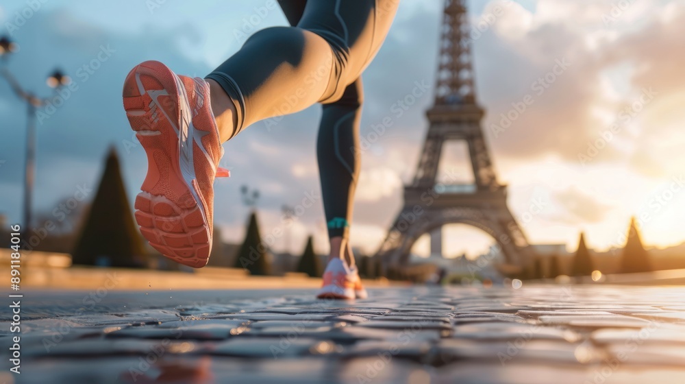 Young woman running at sunrise Young woman running at sunrise
