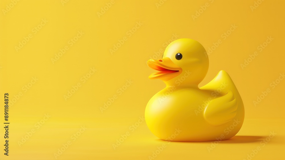 Yellow rubber duck on a yellow background Yellow rubber duck on a yellow background