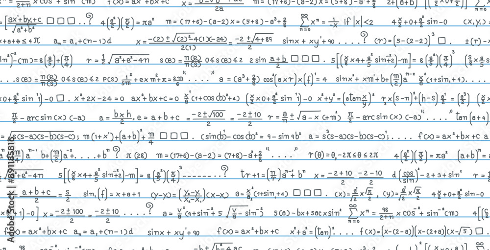 Calculating mathematical principles in a seamless notebook. Calculating mathematical principles in a seamless notebook.