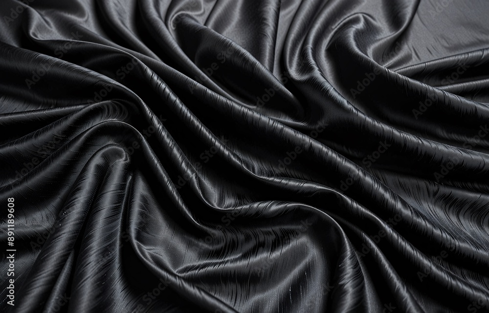 Obraz premium Black wrinkled fabric texture background