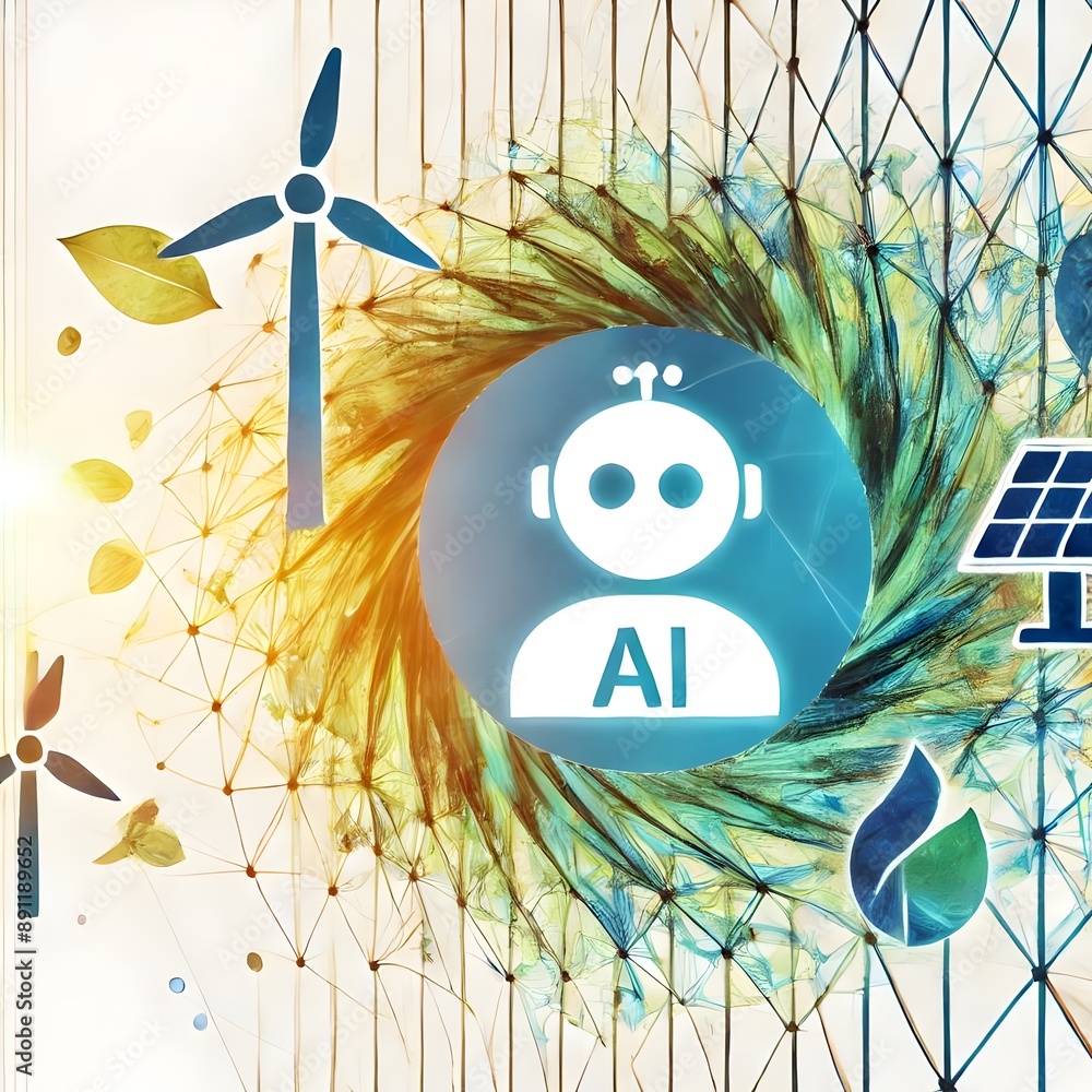Abstract AI as a key enabler for a sustainable future. The images ...