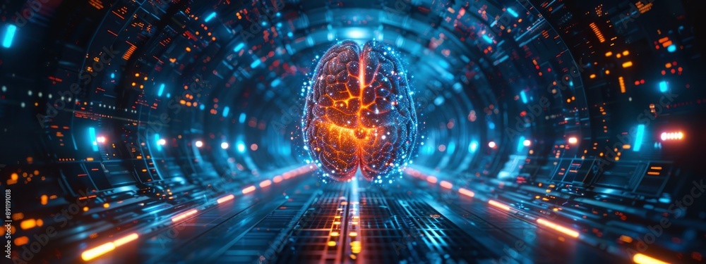 Fototapeta premium animation illustrating how artificial intelligence algorithms analyze images of human organs to help doctors in their work. banner