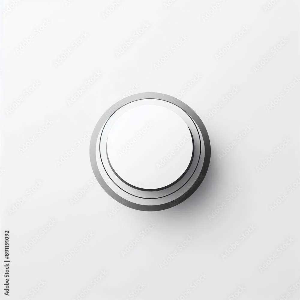 White round button with a glossy 3D appearance isolated white background White round button with a glossy 3D appearance isolated white background