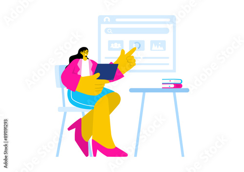 Personal Portfolio Vector Illustration with Profile Data, Resume, or Self-Improvement to Attract Clients and Employers in a Flat Cartoon Background