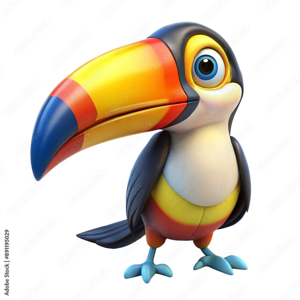 Naklejka premium toucan 3d on a transparent background