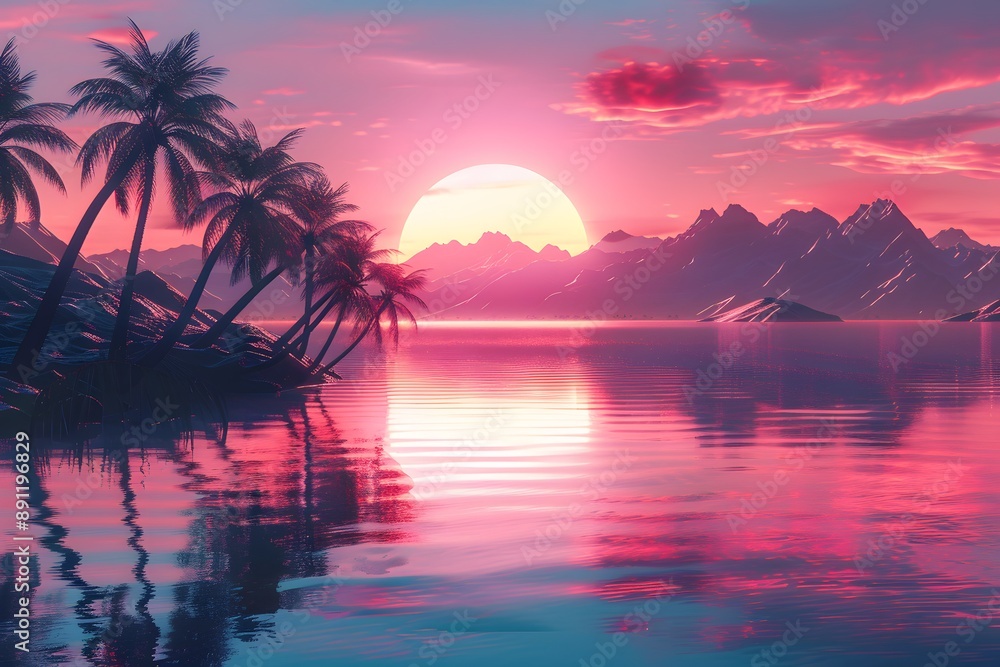 Dreamy Tropical Sunset Over Serene Waters Dreamy Tropical Sunset Over Serene Waters