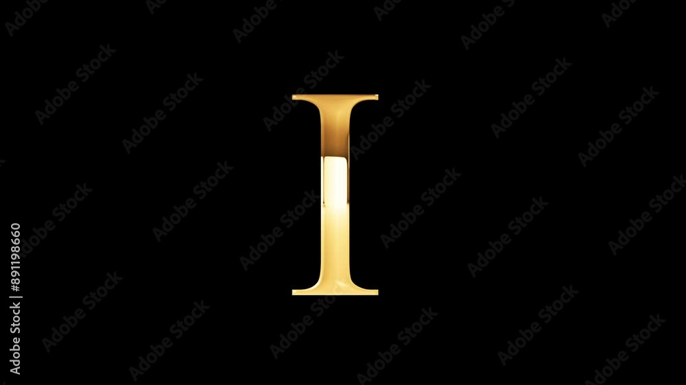 Gold Letter I with black background, alpha channel, alphabet, abc Gold Letter I with black background, alpha channel, alphabet, abc