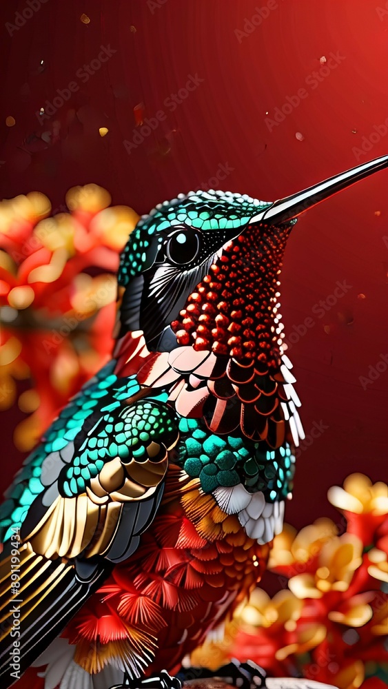 Fototapeta premium Avian Treasures: Where Feathers Meet Gems