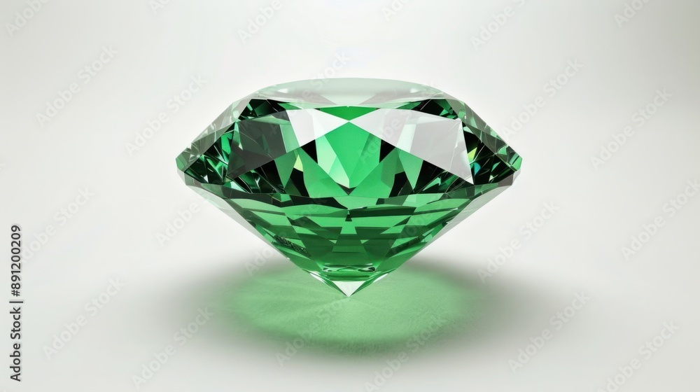 Green diamonds, gems of nature, glitter on a white background. Green diamonds, gems of nature, glitter on a white background.