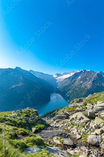 Breathtaking Alpine Panorama: Schlegeis Reservoir photo