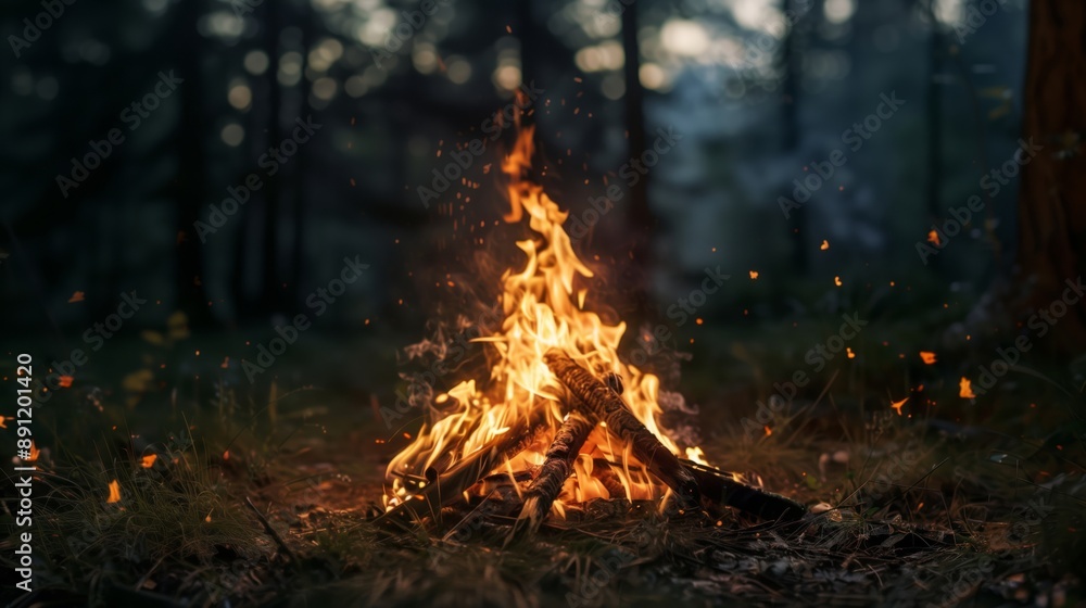 Glowing Campfire in the Heart of the Forest during Nighttime Glowing Campfire in the Heart of the Forest during Nighttime