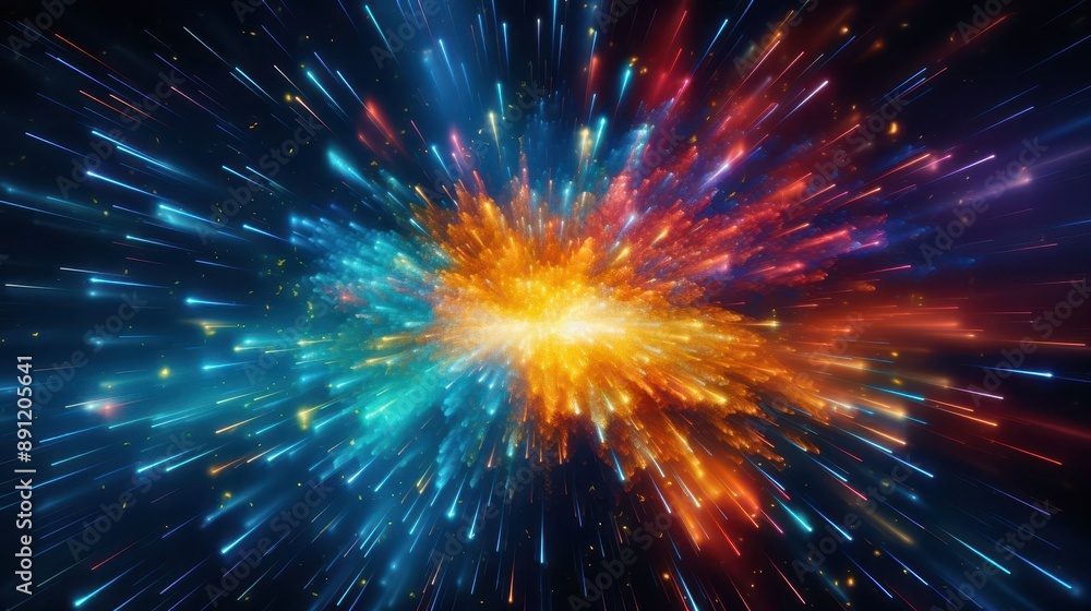 Vibrant cosmic explosion with bright colors radiating from the center, creating a stunning visual of light and energy. Vibrant cosmic explosion with bright colors radiating from the center, creating a stunning visual of light and energy.