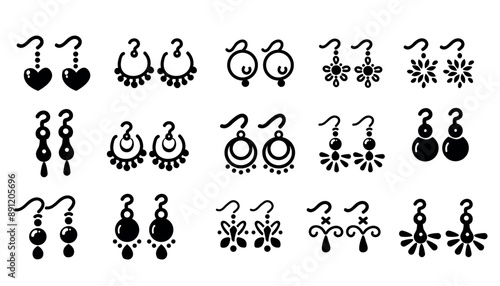 set of earrings icon illustration on a white backgraound.eps 10.