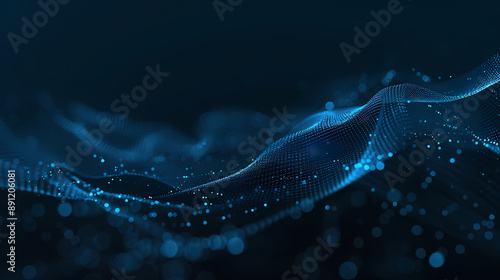 Abstract blue digital background with dots and waves