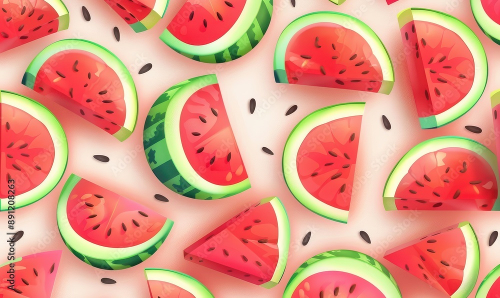 A watermelon design with a green background. A watermelon design with a green background.
