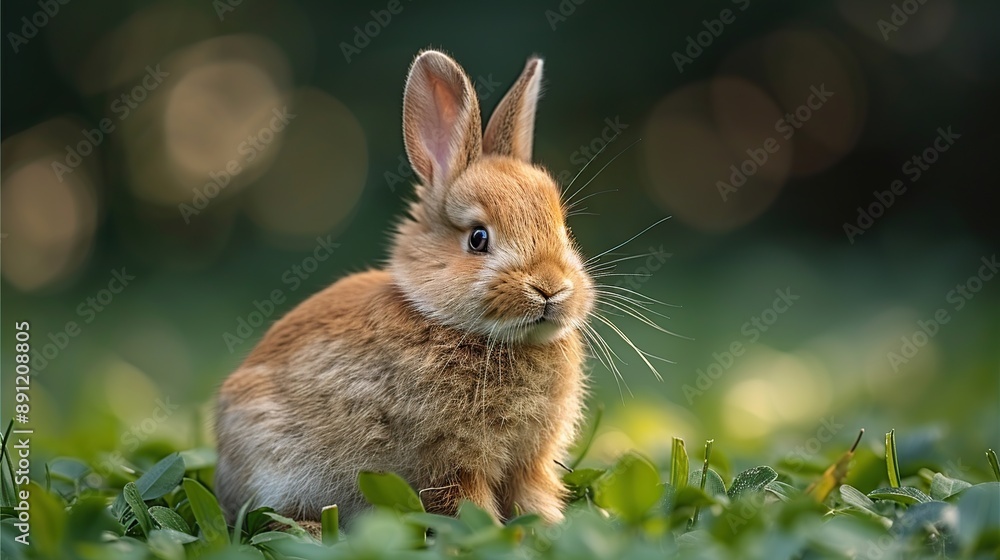 Cute Bunny in Green Grass Cute Bunny in Green Grass