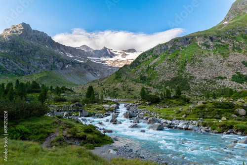 Scenic Zemmbach River Valley in Zillertal Alps