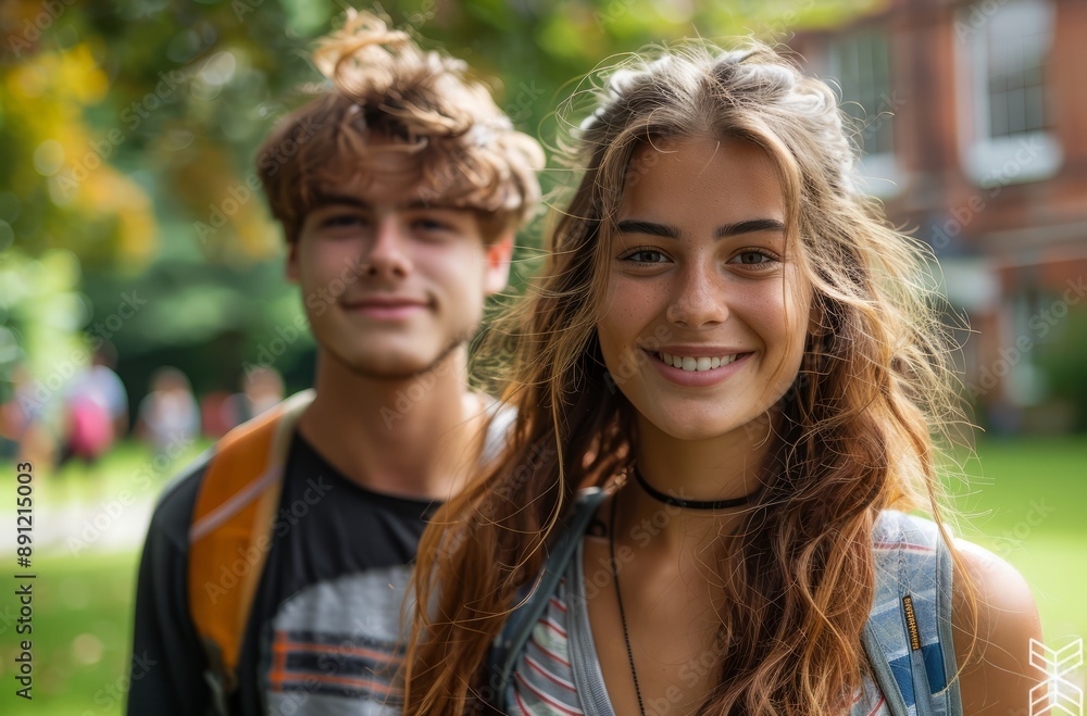 Fototapeta premium College students on campus 