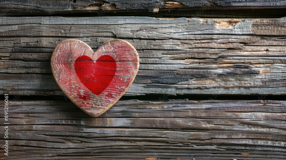 Japanese Heart Flag displayed on wooden surface Japanese Heart Flag displayed on wooden surface