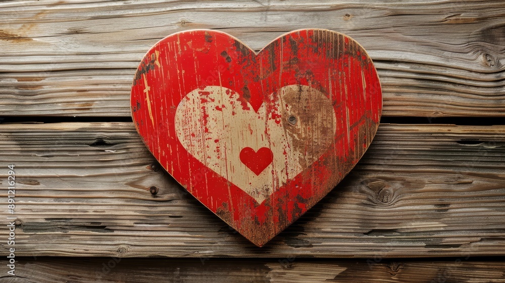 Japanese Heart Flag displayed on wooden surface Japanese Heart Flag displayed on wooden surface