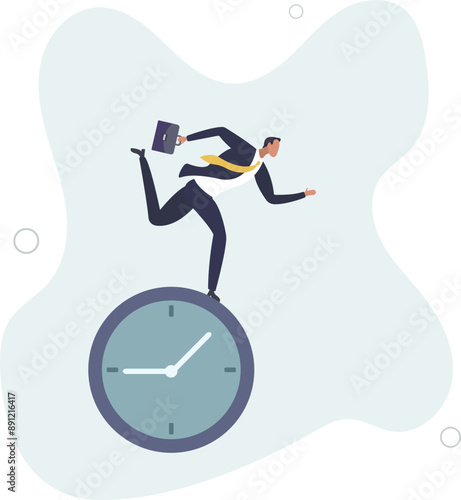 Time run out, deadline or hurry to go to the office late, urgency or determination to finish work fast, stressed or anxiety to complete work concept.flat design.illustration with people.