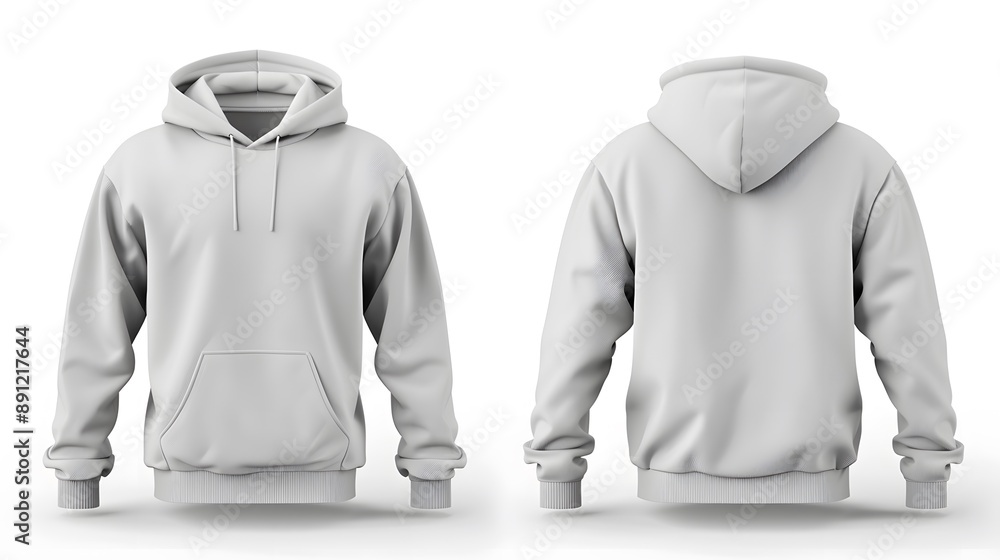 The hoodie is white and has a hood The hoodie is white and has a hood