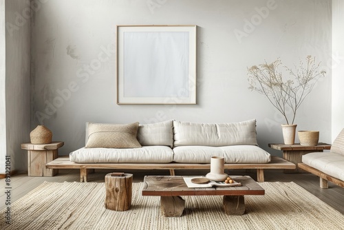 Minimalist Living Room with Wooden Furniture and Neutral Colors