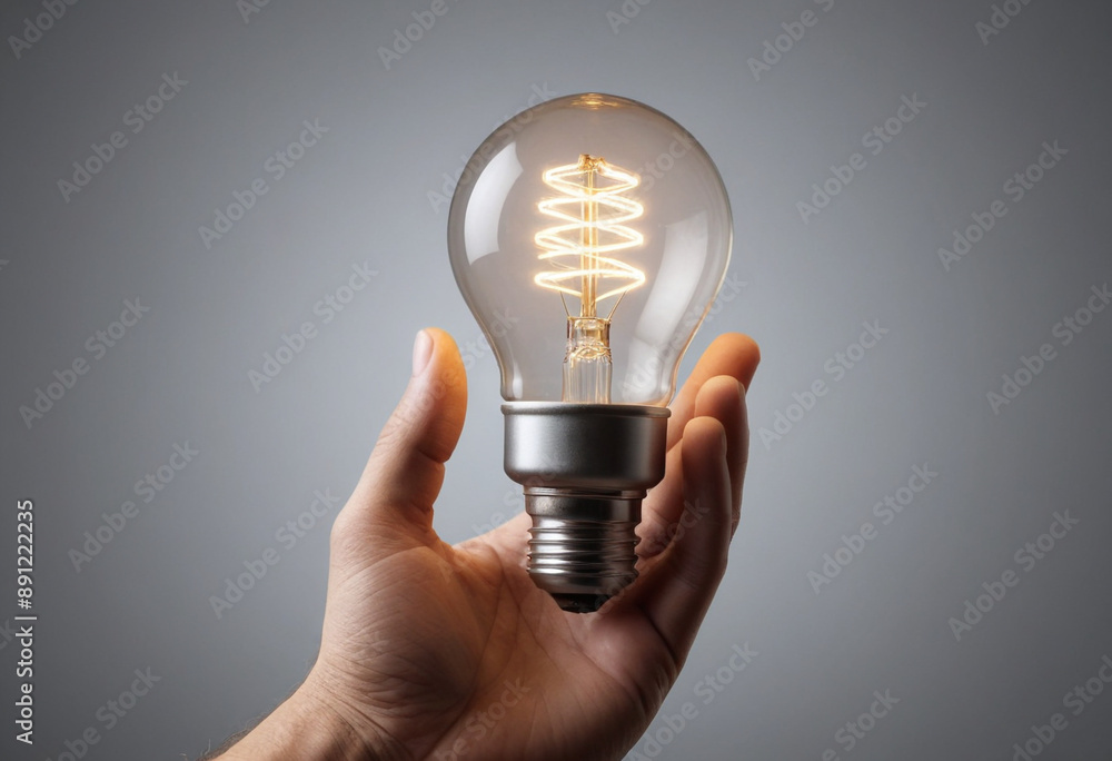 Innovation: Person holding a lightbulb, symbolizing a new idea. Innovation: Person holding a lightbulb, symbolizing a new idea.