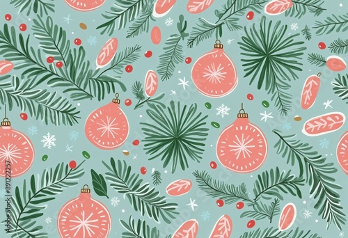 Pastel Christmas Pattern Background