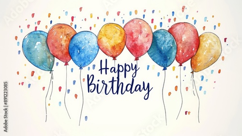 Watercolor Birthday Balloons