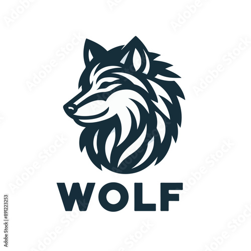 flat vector logo of a wolf. photo