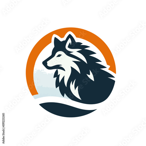 flat vector logo of a wolf. photo