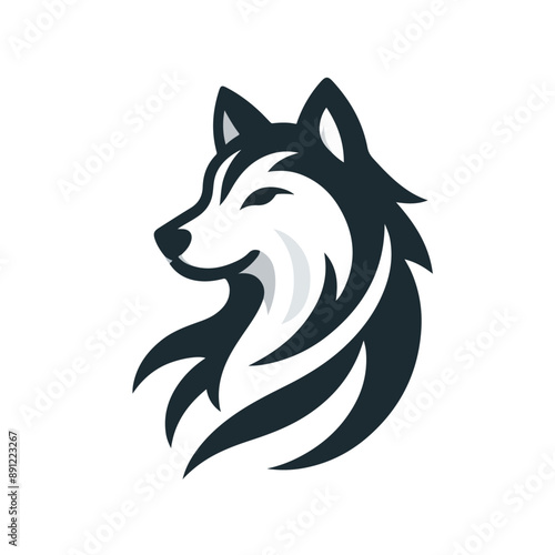 flat vector logo of a wolf.