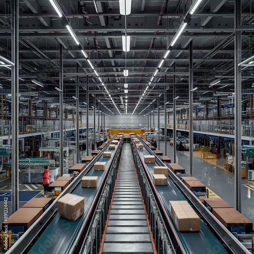 Futuristic Automated Parcel Sorting Hub