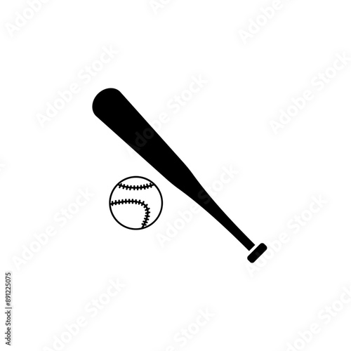 Vector of baseball bat in black and white 