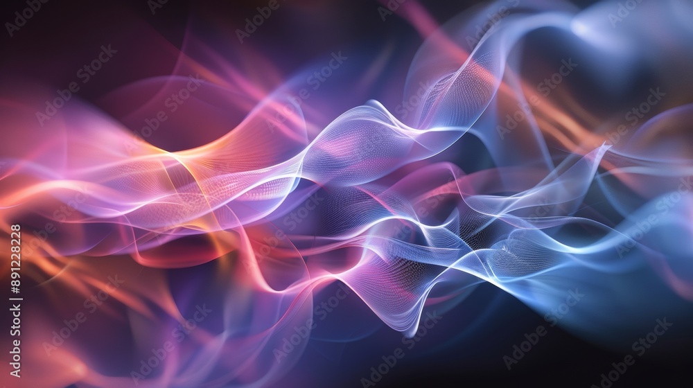 A colorful wave of light with a blue and orange hue A colorful wave of light with a blue and orange hue