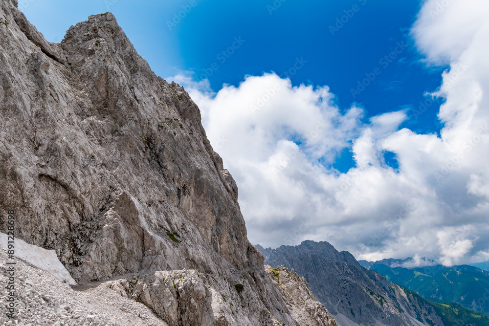Fototapeta premium Alpine Serenity: Innsbruck Nordkette Trail with Karwendel Panorama (Austria)
