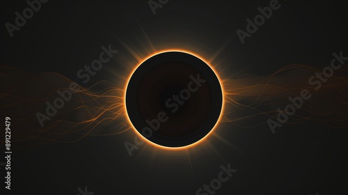 A black and orange image of a sun with a dark circle in the middle