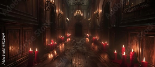 Candlelit Hallway in a Haunted Mansion photo