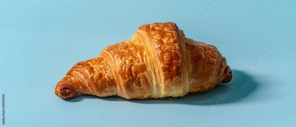 Buttery Croissant on a Blue Background, ideal for bakery displays, morning meal advertisements, and French pastry showcases
Buttery Croissant on a Blue Background, ideal for bakery displays, morning meal advertisements, and French pastry showcases