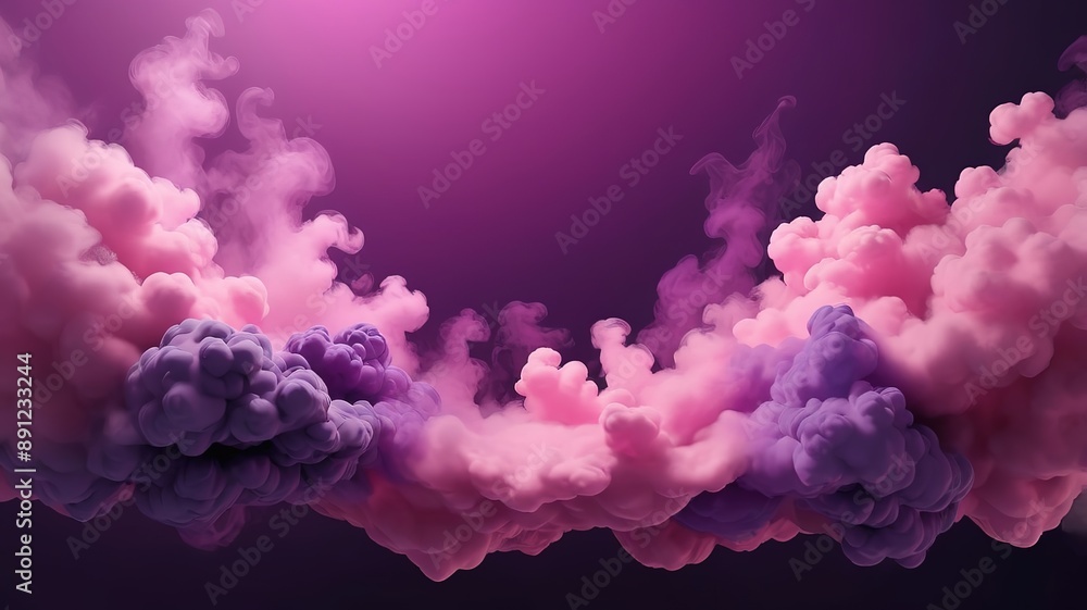 Fototapeta premium Smoke fog with purple and pink color background