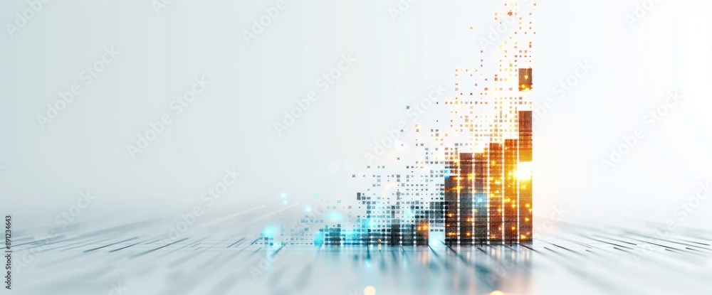 Obraz premium Modern business graph visuals with natural lighting, clear copy space