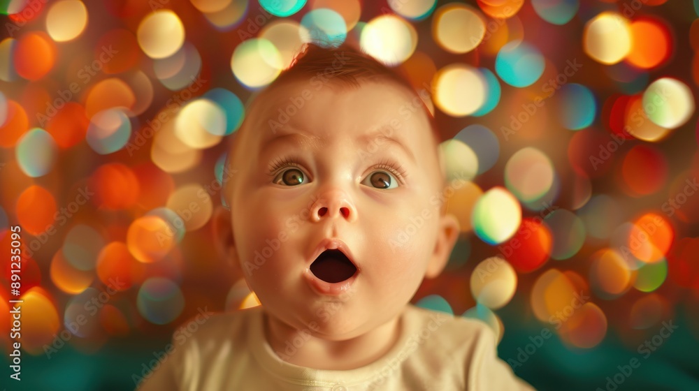 Baby fascinated by a kaleidoscope, teaching, visual exploration Baby fascinated by a kaleidoscope, teaching, visual exploration